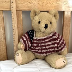 Vintage Plush Stuffed Teddy Bear Flag Sweater Jointed